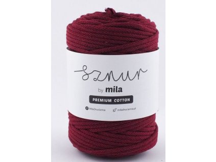 Bavlněná šňůra MILA Premium Cotton 3 mm - bordo