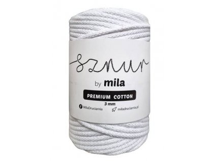 Bavlněná šňůra MILA Premium Cotton 3 mm - bílá perlová