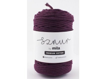 Bavlněná šňůra MILA Premium Cotton 3 mm - baklažán