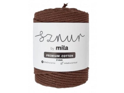 Bavlněná šňůra MILA Premium Cotton 3 mm - hnědá