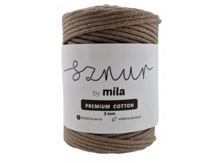 Bavlněná šňůra MILA Premium Cotton 3 mm - béžová