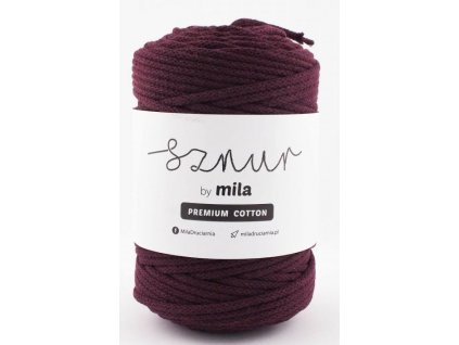 Bavlněná šňůra MILA Premium Cotton 3 mm - burgund