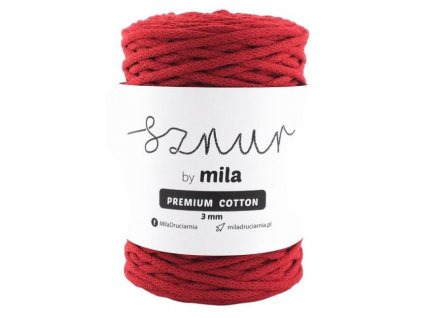 Bavlněná šňůra MILA Premium Cotton 3 mm - červená
