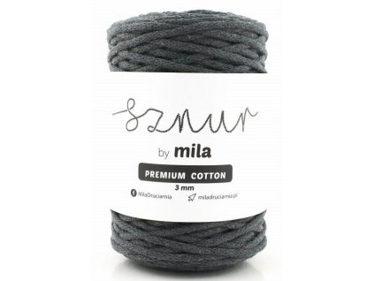 Bavlněná šňůra MILA Premium Cotton 3 mm - grafit