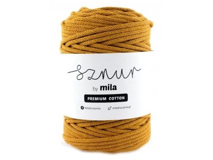Bavlněná šňůra MILA Premium Cotton 3 mm - okrová / hořčicová