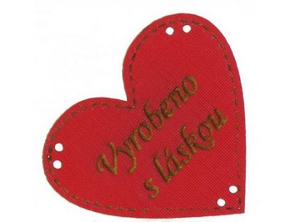 Handmade štítek Vyrobeno s láskou - červené srdce