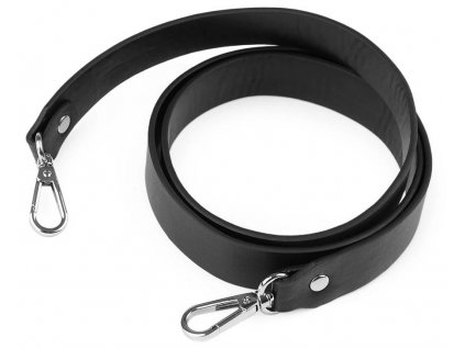 Koženkový popruh / ucho na kabelku délka 108 cm - černá - nikl