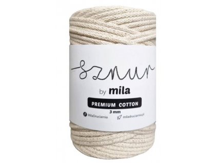 Bavlněná šňůra MILA Premium Cotton 3 mm - ecru zlatá