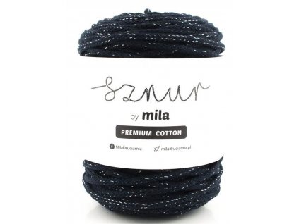 Bavlněná šňůra MILA Premium Cotton 5 mm - granátová stříbrná