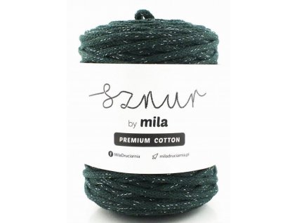 Bavlněná šňůra MILA Premium Cotton 5 mm - zelená lahvová stříbrná
