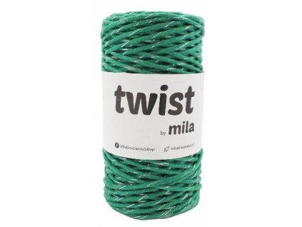 TWIST MILA 3 mm - zelená trávová stříbrná