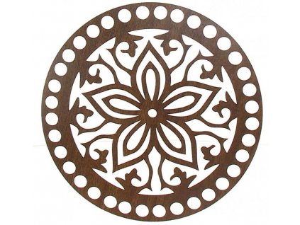Víko na košík - květina 15 cm ořech / walnut