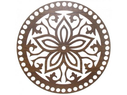 Víko na košík - květina 20 cm ořech / walnut