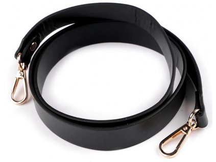 Koženkový popruh / ucho na kabelku délka 108 cm - černá - zlatá