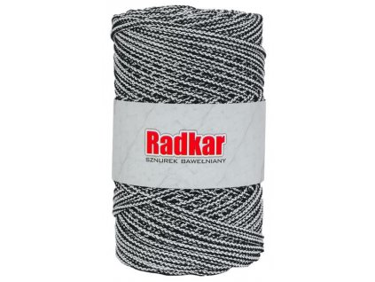 Bavlněná šňůra RADKAR 4 mm - černá/bílá MULTIKOLOR