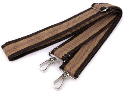 Textilní ucho / popruh na tašku s karabinami šíře 3,8 cm - hnědá