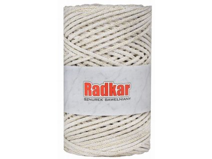 Bavlněná šňůra RADKAR 3 mm - 725 béžová světlá + zlato