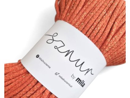 Bavlněná šňůra MILA  Glitter 3 mm  - dýňová zlatá