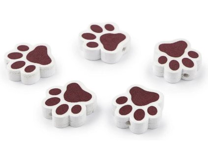 Dřevěné korálky tlapky 20x20 mm - hnědé