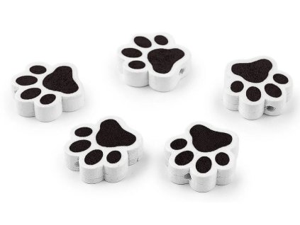 Dřevěné korálky tlapky 20x20 mm - černé