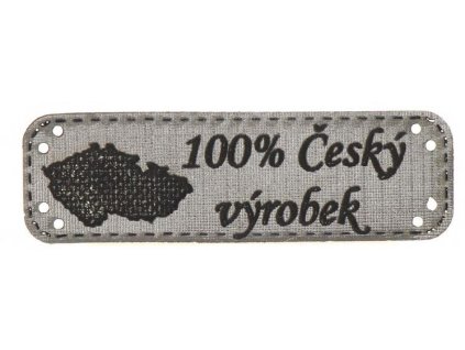 Handmade štítek 100% Český výrobek 15 x 48 mm - šedá