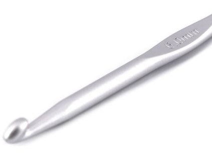 Pletací háček celokovový 6 mm - stříbrný
