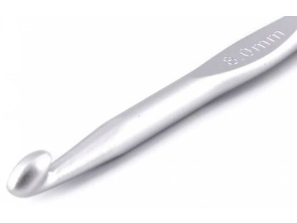 Pletací háček celokovový 8 mm - stříbrný