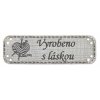 Handmade štítek srdce Vyrobenos  láskou 15 x 48 mm - šedá