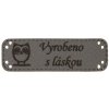 Handmade štítek SOVA Vyrobeno s láskou 15 x 48 mm - tmavě šedá