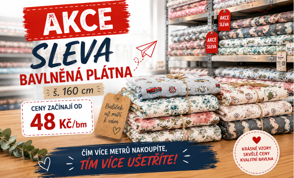 AKCE Bavlněná plátna šíře 160 cm