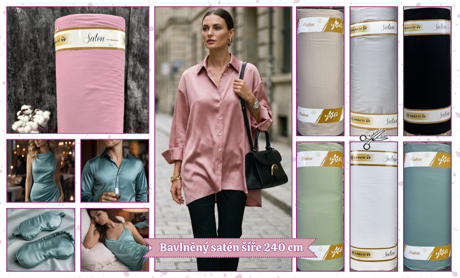 Bavlněný satén šíře 240 cm