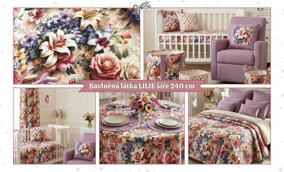 Bavlněná látka LILIE šíře 240 cm