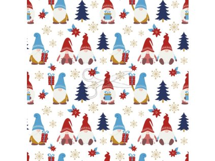 Vánoční bavlněný úplet SKŘÍTCI a STROMEK šíře 160 cm