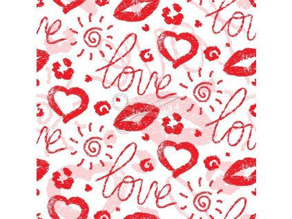 Bavlněný úplet SRDÍČKA a POLIBKY šíře 160 cm