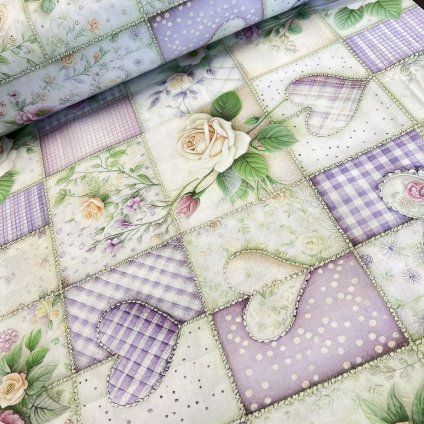 Bavlněná látka ROMANTICKÝ PATCHWORK šíře 240 cm