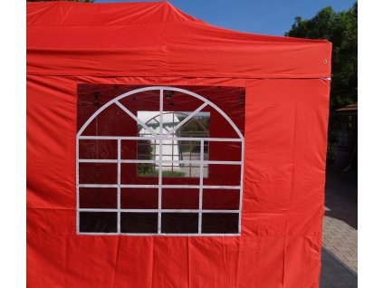 Oldalsátorlap 3m-es ollós sátorhoz, ablakkal, piros színben