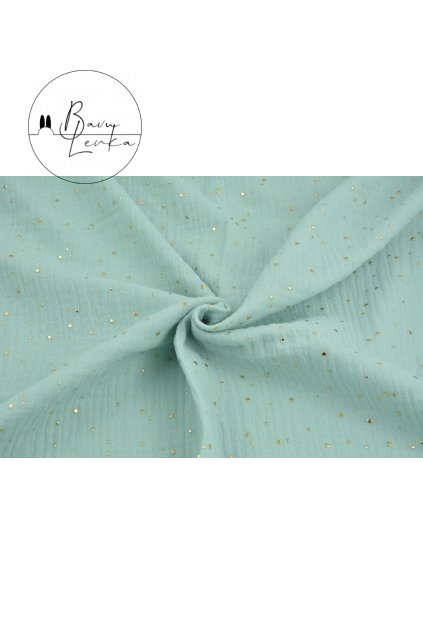 7-mi dílná sada - mušelín premium - zlaté tečky - máta