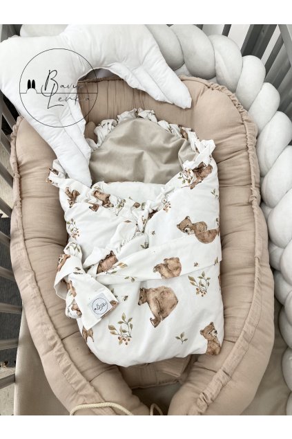 6ti dílná sada - mantinel + hnízdečko + vložka + zavinovačka + dečka + polštářek