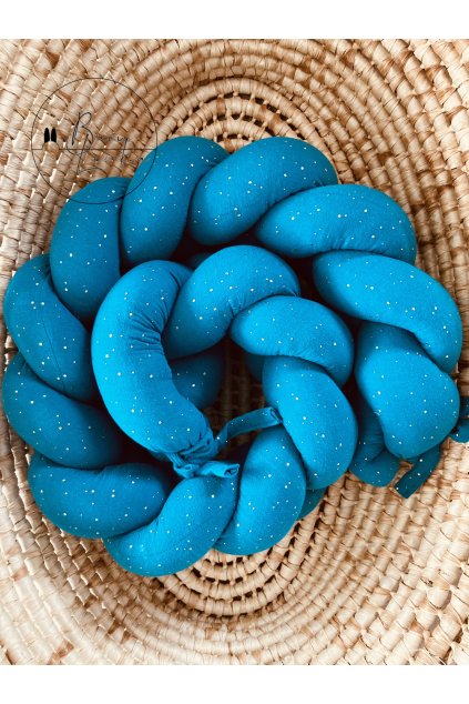 Mantinel cop - mušelín premium - zlaté tečky - smaragd - 1,5m