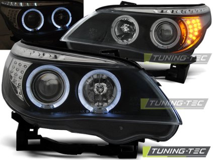 tt predni svetla angel eyes s led bmw e60 e61 03 07 led blinkr cerna