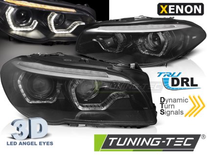 tt predni svetla s led dynamickym blinkrem 3d led angel eyes drl bmw 5 f10 f11 xenon 10 15 cerna