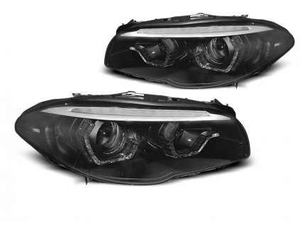 predni svetla s led dynamickym blinkrem 3d led angel eyes drl bmw 5 f10 f11 xenon afs 10 15 cerna