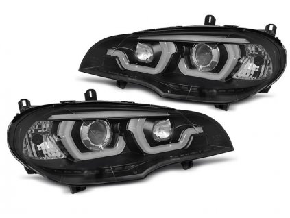 predni svetla 3d led angel eyes drl bmw x5 e70 07 13 cerna