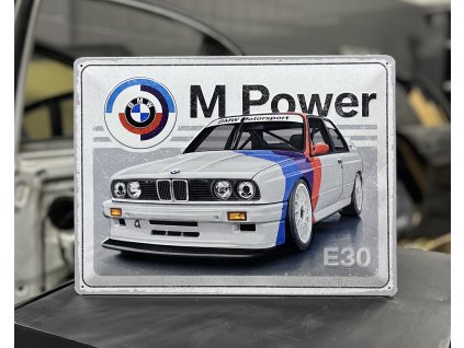 16208 2 plechova cedule na zed bmw e30 motorsport 40x30 cm