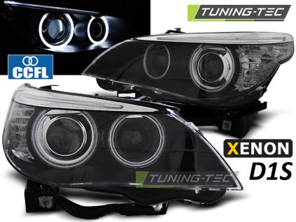 tt predni svetla angel eyes ccfl bmw e60 e61 05 07 xenon d1s cerna