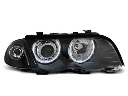 Přední světla BMW E46 sedan/touring 98-01 halogen, angel eyes CCFL - černá