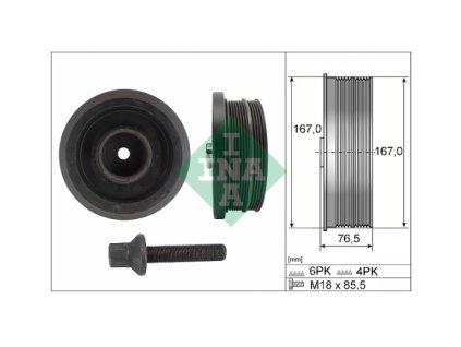 Řemenice klikové hřídele BMW E87 E46 E90/E91 E60/E61 E83 2.0D M47N M47N2 INA - 11237805696