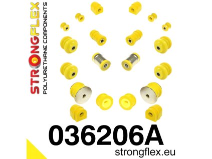 Sada silentbloků nápravy BMW E46 SPORT - 036206A (Průměr silentbloku předního ramene 21mm, Průměr zadního pouzdra ramene 12mm, Přední pouzdro zadního ramene 031516 - 60mm)