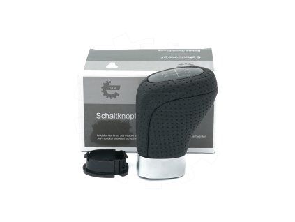 Hlavice řadicí páky BMW E81 E82 E87 E88 E46  E90 E91 E92 E39 E60 E61 E63 E64 E84 E83 - 25117595327 5Q černá/stříbrná matná perforovaná kůže