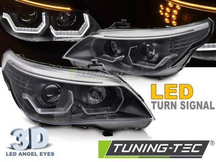 tt predni svetla 3d led angel eyes led blinkr bmw e60 e61 03 07 cerna